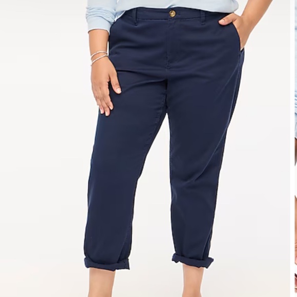 NWT * J.Crew Factory Woman’s Navy High-rise girlfriend chino pant SZ 24 - Picture 1 of 8